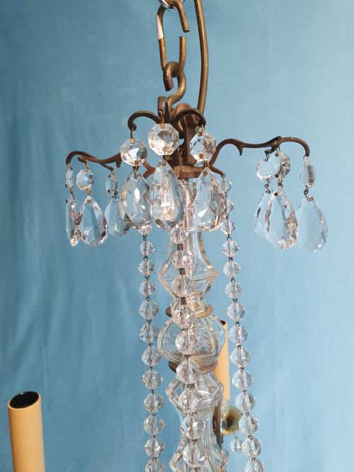 4 ARM FRENCH CHANDELIER WITH FLAT DRIPS - ADDITIONAL PHOTO 2