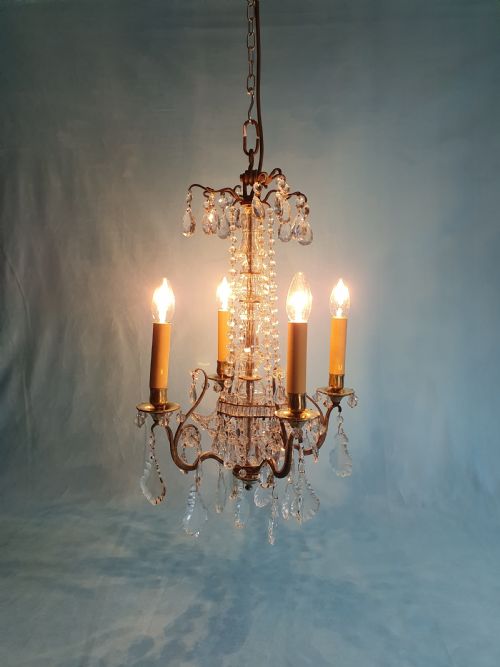 4 ARM FRENCH CHANDELIER WITH FLAT DRIPS - ADDITIONAL PHOTO 4