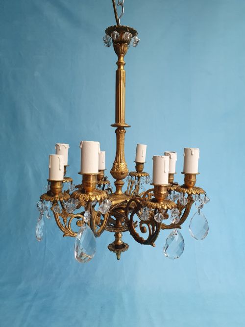 8 ARM BRASS CHANDELIER DECORATED WITH DRIPS LOVELY QUALITY - ADDITIONAL PHOTO 4