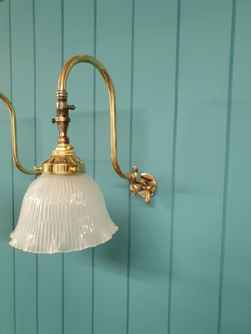 PAIR OF GAS WALL LIGHTS WITH GLASS SHADES - ADDITIONAL PHOTO 1