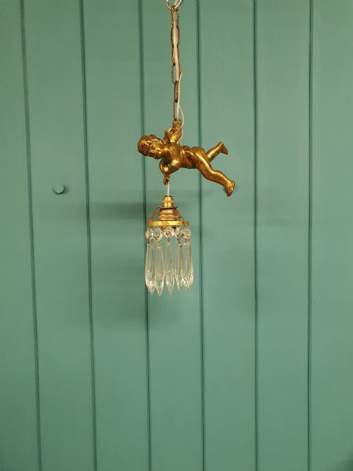 SMALL EARLY 20TH CENTURY FLYING CHERUB CHANDELIER - ADDITIONAL PHOTO 4