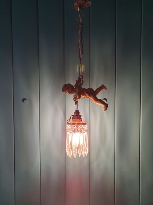 SMALL EARLY 20TH CENTURY FLYING CHERUB CHANDELIER - ADDITIONAL PHOTO 5
