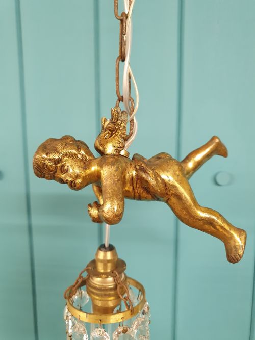 SMALL EARLY 20TH CENTURY FLYING CHERUB CHANDELIER - ADDITIONAL PHOTO 6