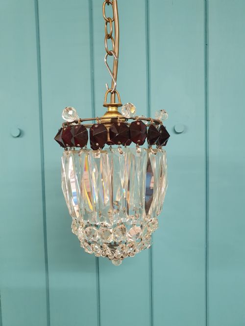 EARLY 20TH CENTURY PRISM CHANDELIER WITH RED CRYSTALS 6 - ADDITIONAL PHOTO 1