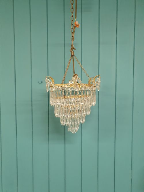 early 20th century spike chandelier with swags to the top 12 - CATEGORY: ANTIQUE LIGHTING - DATED EDWARDIAN