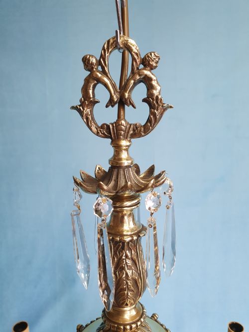 EARLY 20TH CENTURY LARGE EIGHT ARM BRASS CHANDELIER 24 - ADDITIONAL PHOTO 6