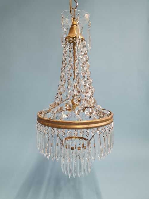 EARLY 20TH CENTURY SPIKE CHANDELIER WITH SWAGS TO THE TOP - ADDITIONAL PHOTO 5
