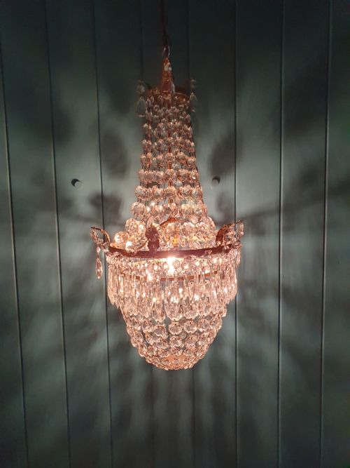 early 20th century swag chandelier with bag and spike decoration 12 - CATEGORY: ANTIQUE LIGHTING - DATED 1930