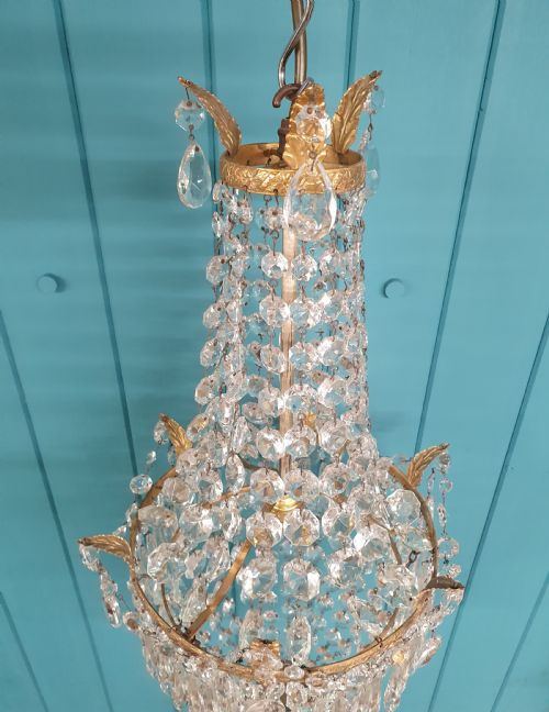 EARLY 20TH CENTURY SWAG CHANDELIER WITH BAG AND SPIKE DECORATION 12 - ADDITIONAL PHOTO 2