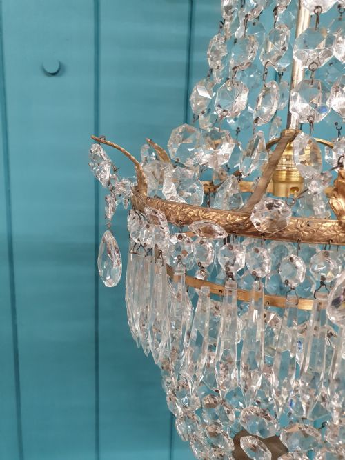 EARLY 20TH CENTURY SWAG CHANDELIER WITH BAG AND SPIKE DECORATION 12 - ADDITIONAL PHOTO 3