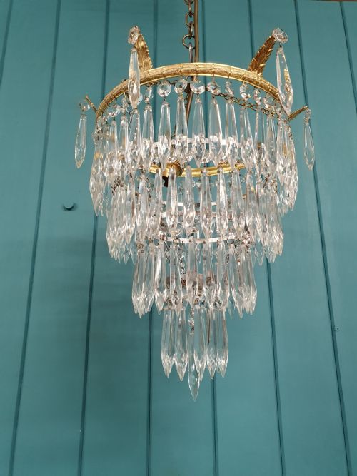 EARLY 20TH CENTURY FIVE TIER SPIKE CHANDELIER 12 - ADDITIONAL PHOTO 3