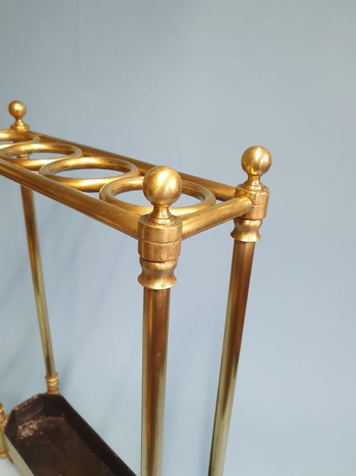EARLY 20TH CENTURY NARROW BRASS STICK STAND UMBRELLA STAND - ADDITIONAL PHOTO 5