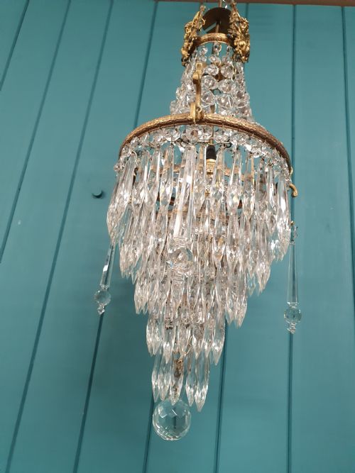 EARLY 20TH CENTURY SWAG CHANDELIER WITH CHERUBS FINISHED WITH SPIKES 11 - ADDITIONAL PHOTO 6