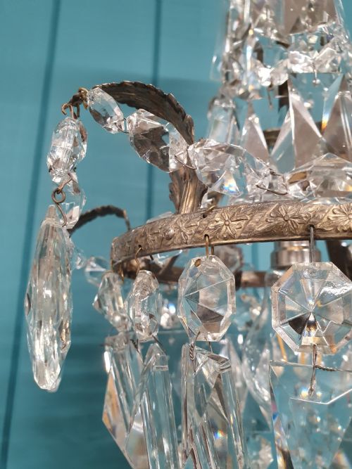 EARLY 20TH CENTURY PAIR OF SWAG CHANDELIERS WITH PRISMS 11 - ADDITIONAL PHOTO 3