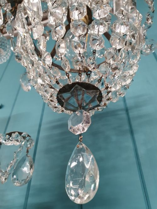 EARLY 20TH CENTURY PAIR OF SWAG CHANDELIERS WITH PRISMS 11 - ADDITIONAL PHOTO 5