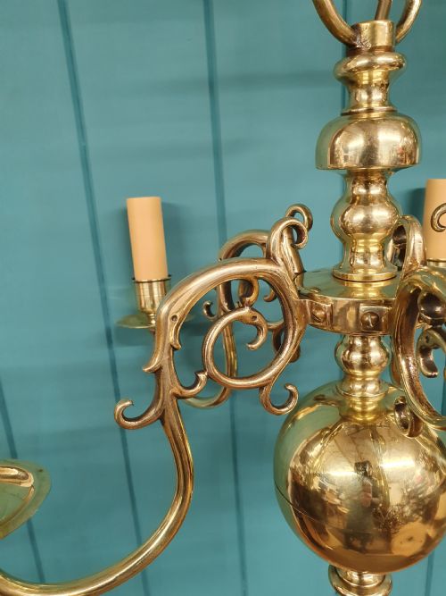EARLY 20TH CENTURY PAIR OF DUTCH FLEMISH BRASS CHANDELIERS - ADDITIONAL PHOTO 6