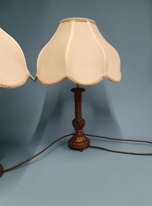 PAIR OF WOODEN GILT EARLY 20TH CENTURY LAMPS - ADDITIONAL PHOTO 1