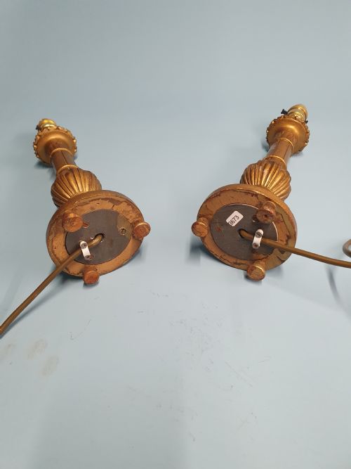 PAIR OF WOODEN GILT EARLY 20TH CENTURY LAMPS - ADDITIONAL PHOTO 3