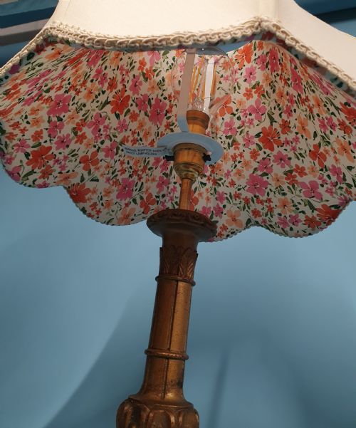 PAIR OF WOODEN GILT EARLY 20TH CENTURY LAMPS - ADDITIONAL PHOTO 7