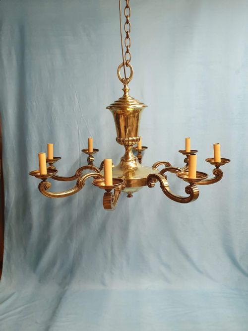 LARGE DUTCH STYLE BRASS CHANDELIER EARLY 20TH CENTURY 38 - ADDITIONAL PHOTO 2