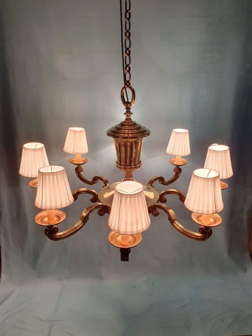 LARGE DUTCH STYLE BRASS CHANDELIER EARLY 20TH CENTURY 38 - ADDITIONAL PHOTO 6