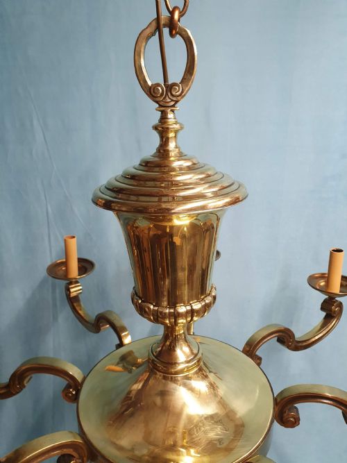 LARGE DUTCH STYLE BRASS CHANDELIER EARLY 20TH CENTURY 38 - ADDITIONAL PHOTO 7