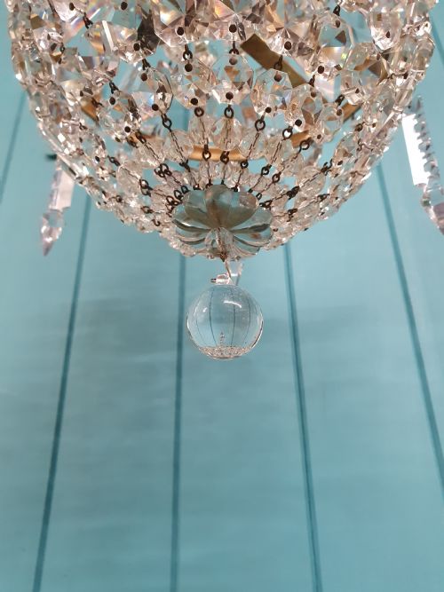 SWAG CHANDELIER EARLY 20TH CENTURY WITH PRISMS 11 - ADDITIONAL PHOTO 2