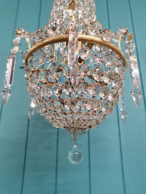 SWAG CHANDELIER EARLY 20TH CENTURY WITH PRISMS 11 - ADDITIONAL PHOTO 5