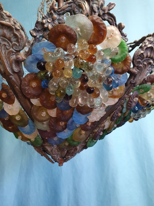 EARLY 20TH CENTURY CONTINENTAL CHANDELIER WITH GRAPES AND FLOWERS - ADDITIONAL PHOTO 6