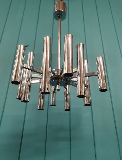 SMALL ART DECO CHROME CHANDELIER - ADDITIONAL PHOTO 1