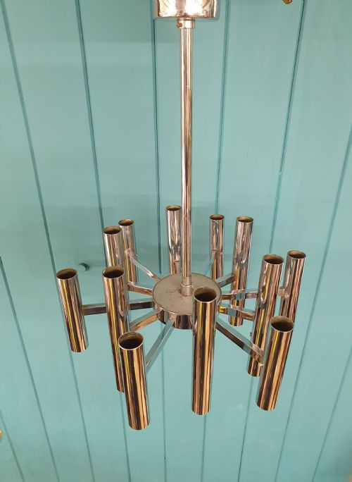 SMALL ART DECO CHROME CHANDELIER - ADDITIONAL PHOTO 5