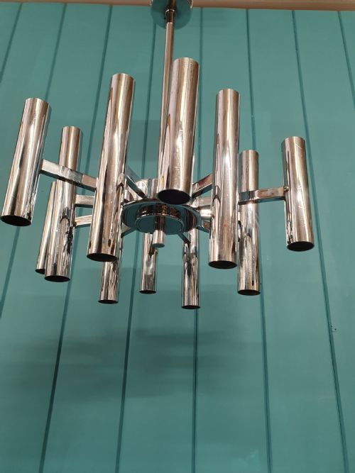 SMALL ART DECO CHROME CHANDELIER - ADDITIONAL PHOTO 6