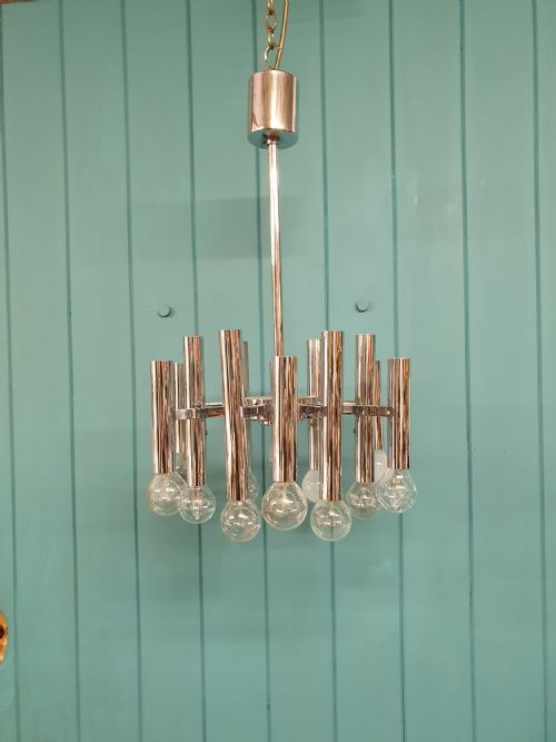 SMALL ART DECO CHROME CHANDELIER - ADDITIONAL PHOTO 7