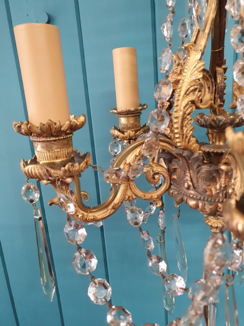 EARLY 20TH CENTURY SMALL FIVE ARM CHANDELIER WITH SWAG AND DRIPS 12 - ADDITIONAL PHOTO 2