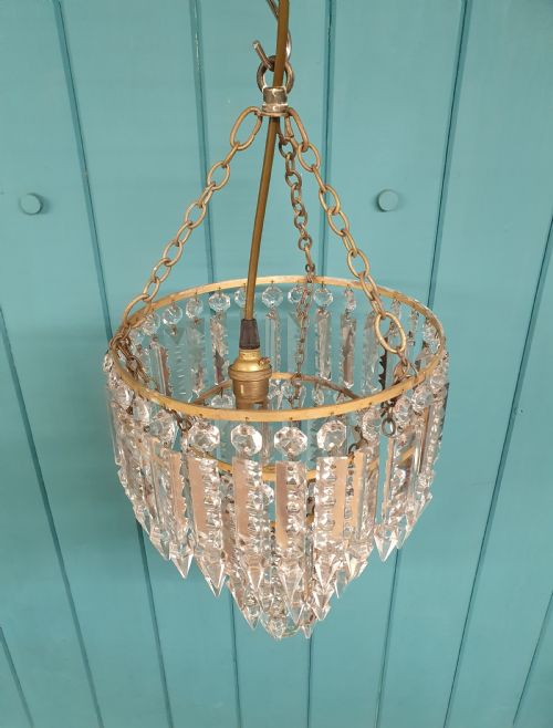 EARLY 20TH CENTURY THREE TEAR LUSTRE CHANDELIER 9 - ADDITIONAL PHOTO 4