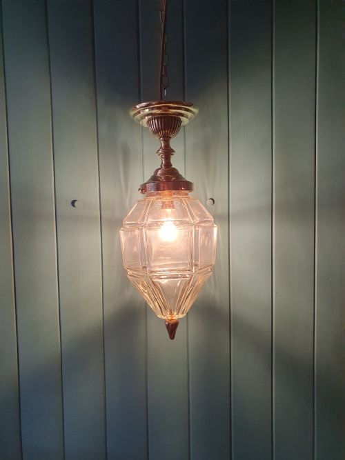 EARLY 20TH CENTURY HEXAGON SHAPED HALL LANTERN - ADDITIONAL PHOTO 1