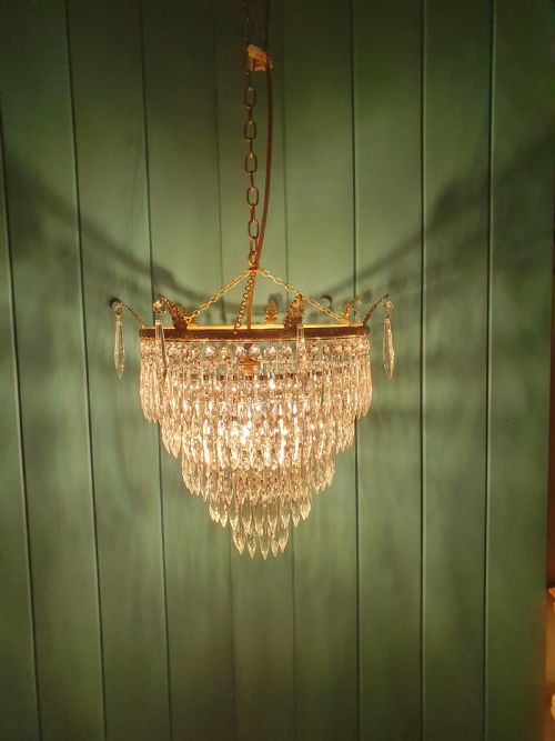 EARLY 20TH CENTURY FIVE TEAR SPIKE CHANDELIER 14 - ADDITIONAL PHOTO 1