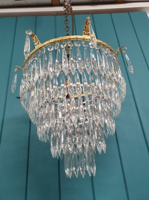 EARLY 20TH CENTURY FIVE TEAR SPIKE CHANDELIER 14 - ADDITIONAL PHOTO 2