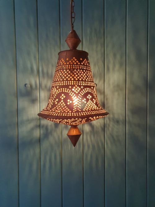 LATE 19THCENTURY PIERCED BRASS PENDANT LIGHT - ADDITIONAL PHOTO 2