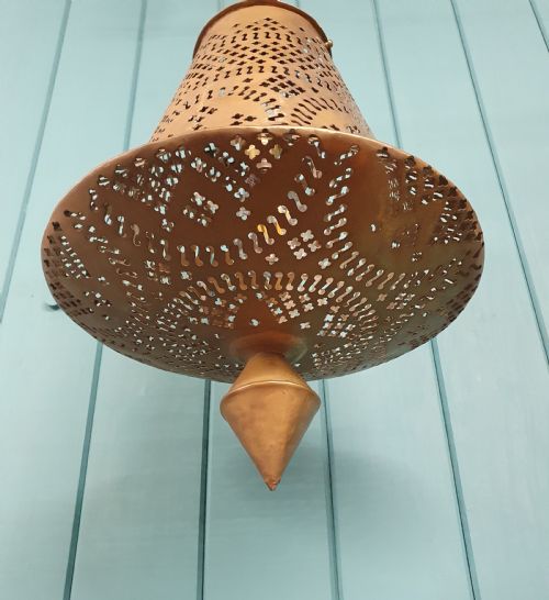 LATE 19THCENTURY PIERCED BRASS PENDANT LIGHT - ADDITIONAL PHOTO 4