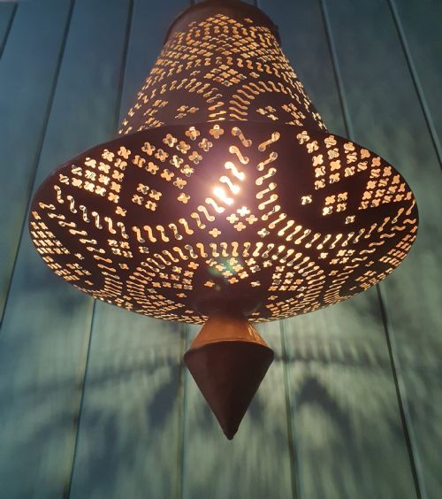 LATE 19THCENTURY PIERCED BRASS PENDANT LIGHT - ADDITIONAL PHOTO 5