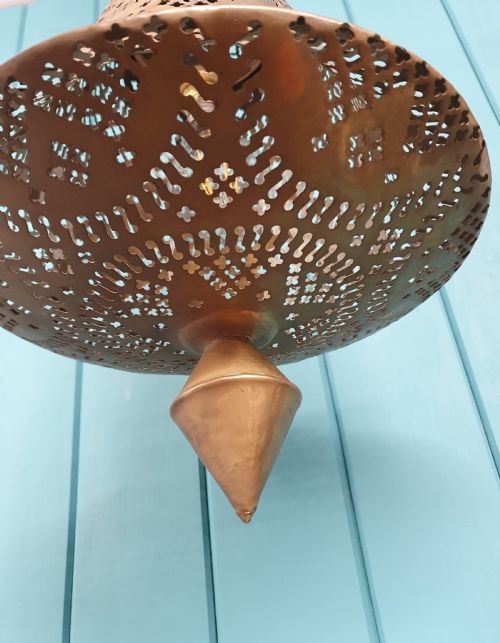 LATE 19THCENTURY PIERCED BRASS PENDANT LIGHT - ADDITIONAL PHOTO 7