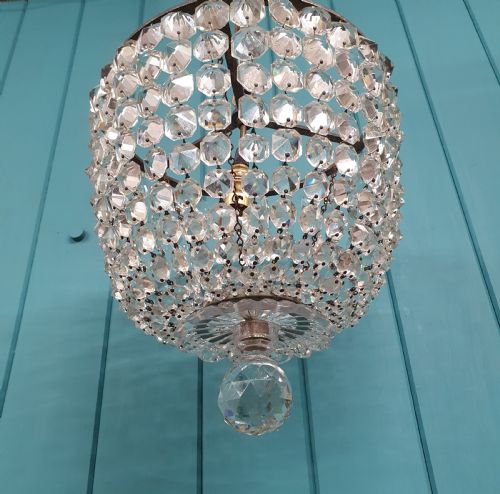 EARLY 20TH CENTURY BAG CHANDELIER WITH INTERESTING GLASS BOTTOM 12 - ADDITIONAL PHOTO 2