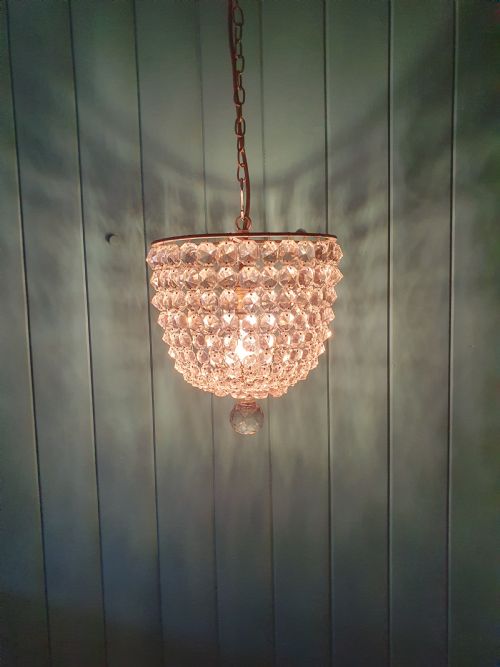 EARLY 20TH CENTURY BAG CHANDELIER WITH INTERESTING GLASS BOTTOM 12 - ADDITIONAL PHOTO 3