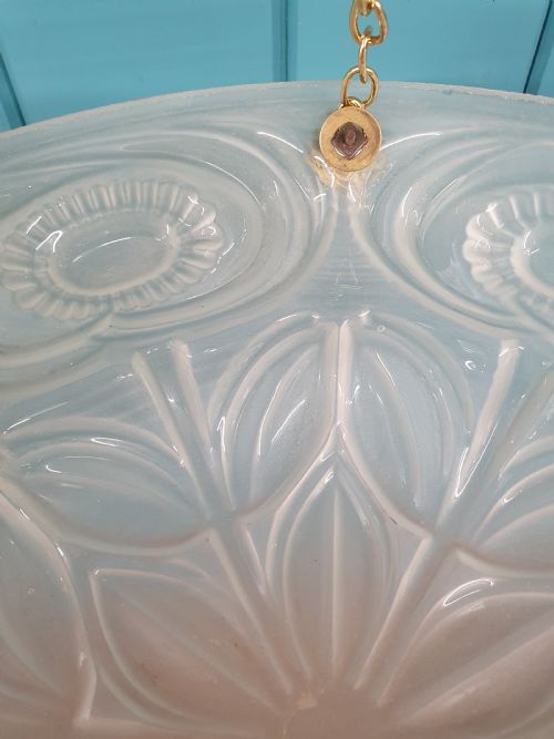 1930S GLASS DOME CHANDELIER ANTIQUE PLAFONNIER - ADDITIONAL PHOTO 3