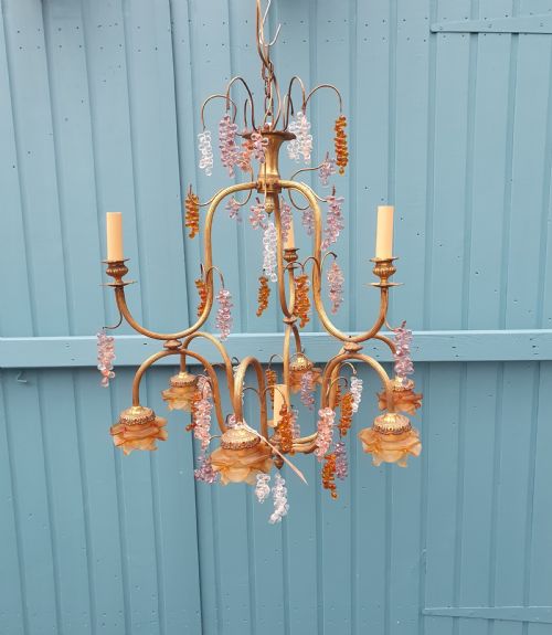 LARGE FRENCH CHANDELIER WITH GLASS BUNCHES OF GRAPES - ADDITIONAL PHOTO 10