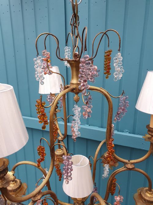 LARGE FRENCH CHANDELIER WITH GLASS BUNCHES OF GRAPES - ADDITIONAL PHOTO 11