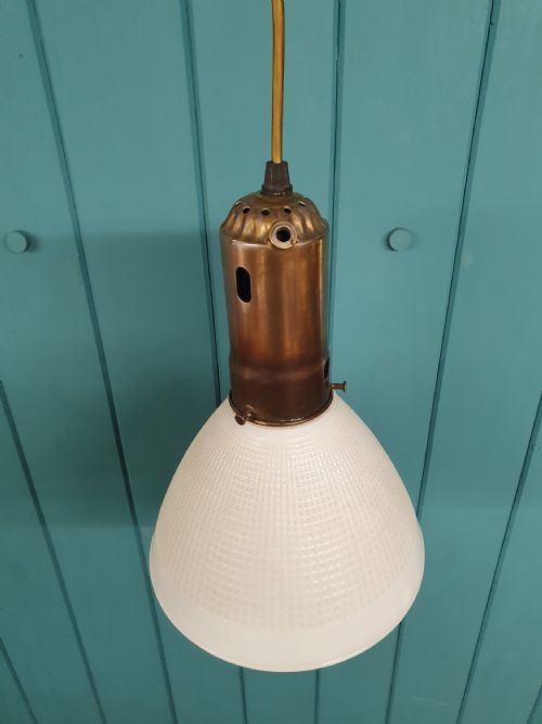 BRASS AND GLASS CEILING PENDANT - ADDITIONAL PHOTO 1