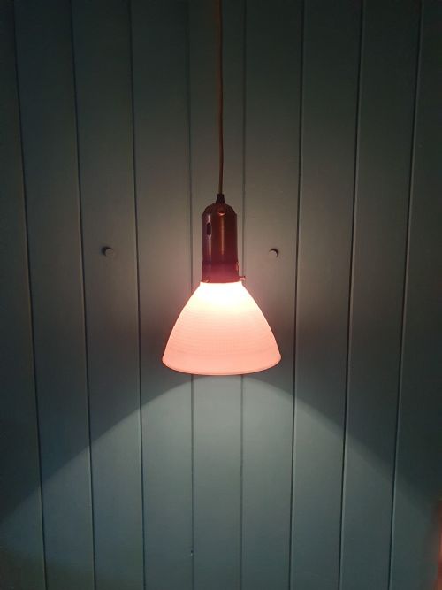BRASS AND GLASS CEILING PENDANT - ADDITIONAL PHOTO 2