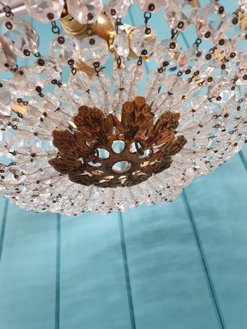 EARLY 20TH CENTURY LARGE BAG CHANDELIER WITH SUPER QUALITY CHAIN 17 - ADDITIONAL PHOTO 2
